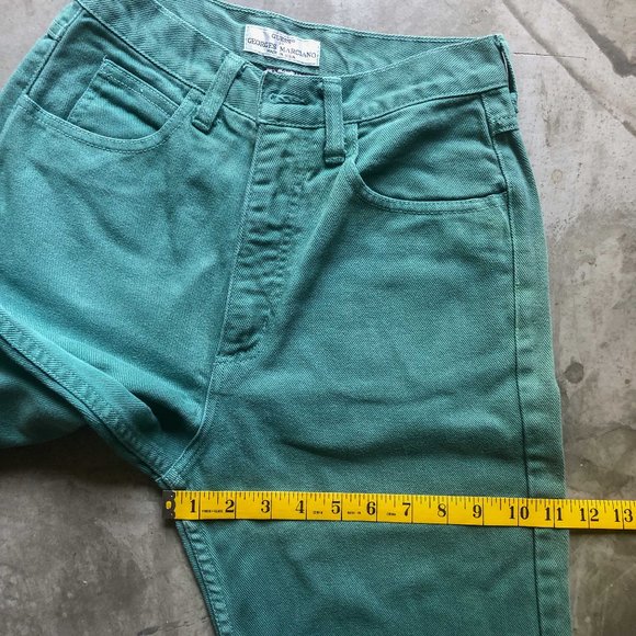 vintage 80s green GUESS JEANS high rise 28 - Picture 9 of 10